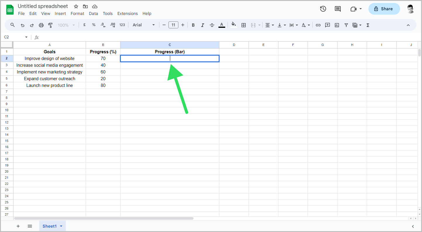 How to Make a Progress Bar in Google Sheets