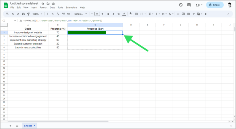 How to Make a Progress Bar in Google Sheets in 4 Easy Steps