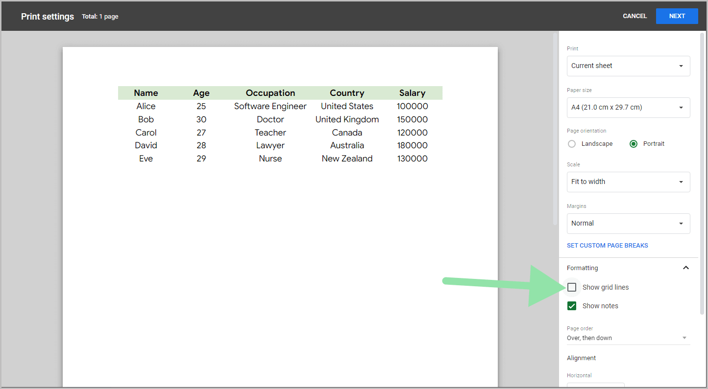 How to Print Google Sheets Without Gridlines