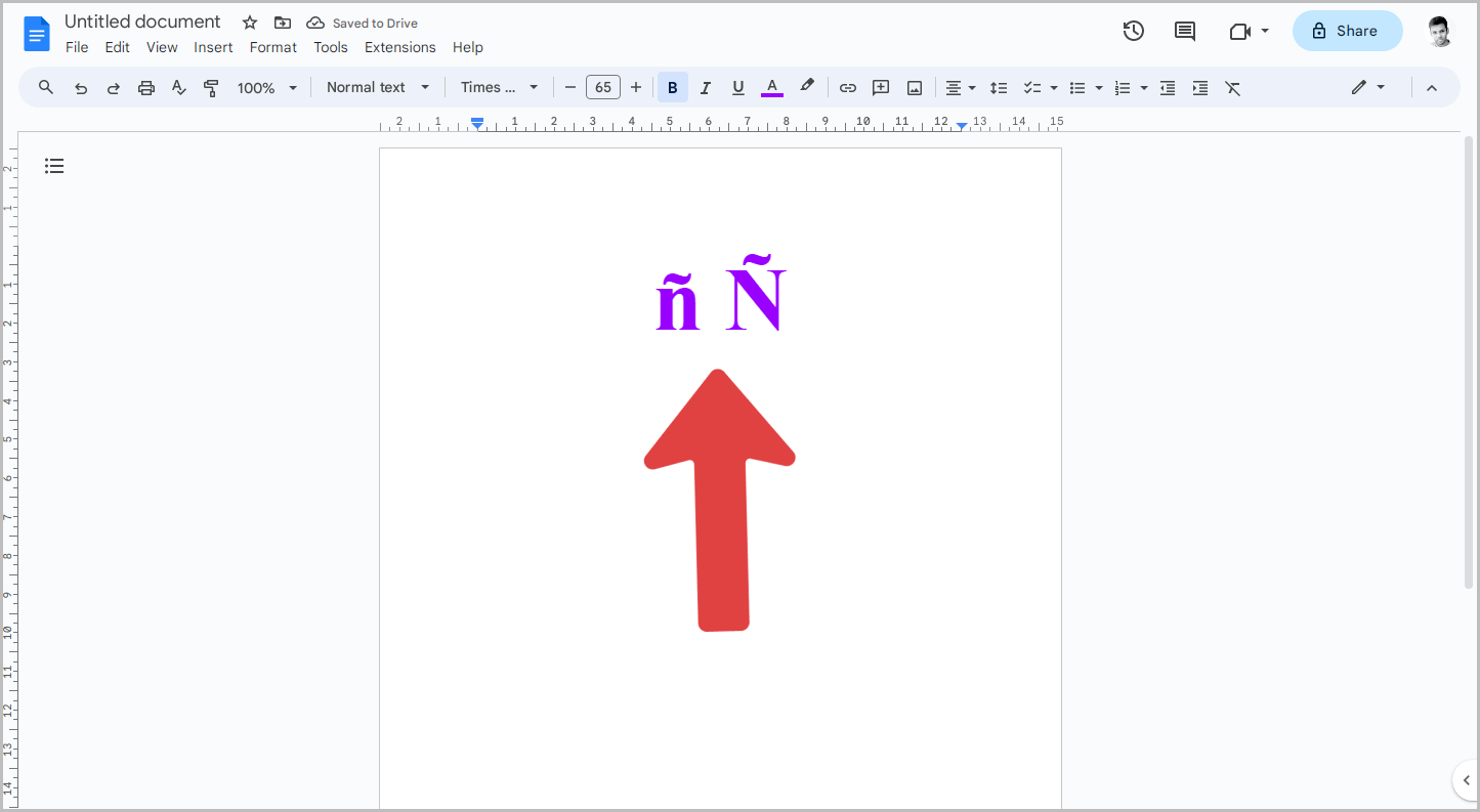 How to type ñ in Google Docs