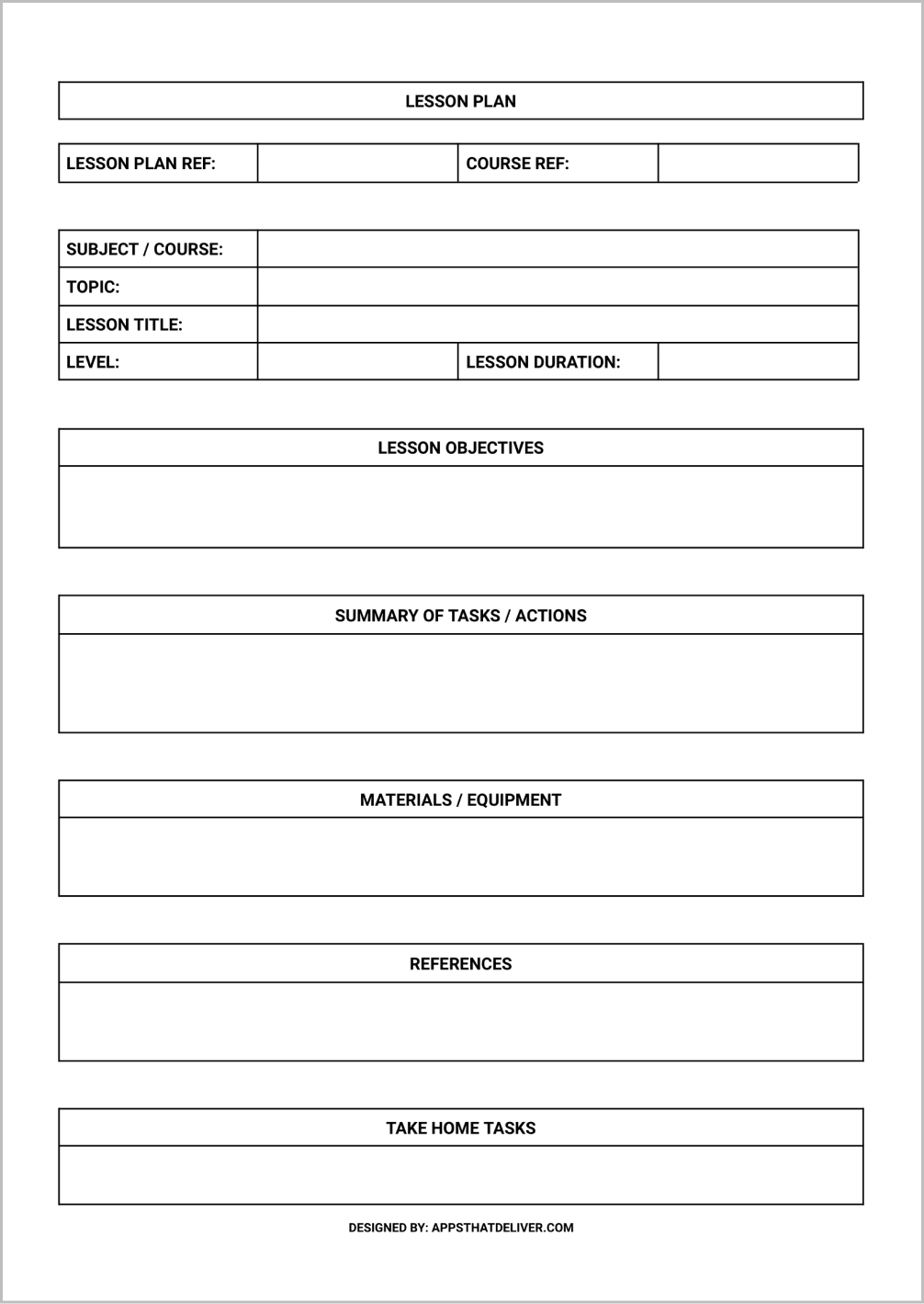 Lesson Plan Template Google Docs