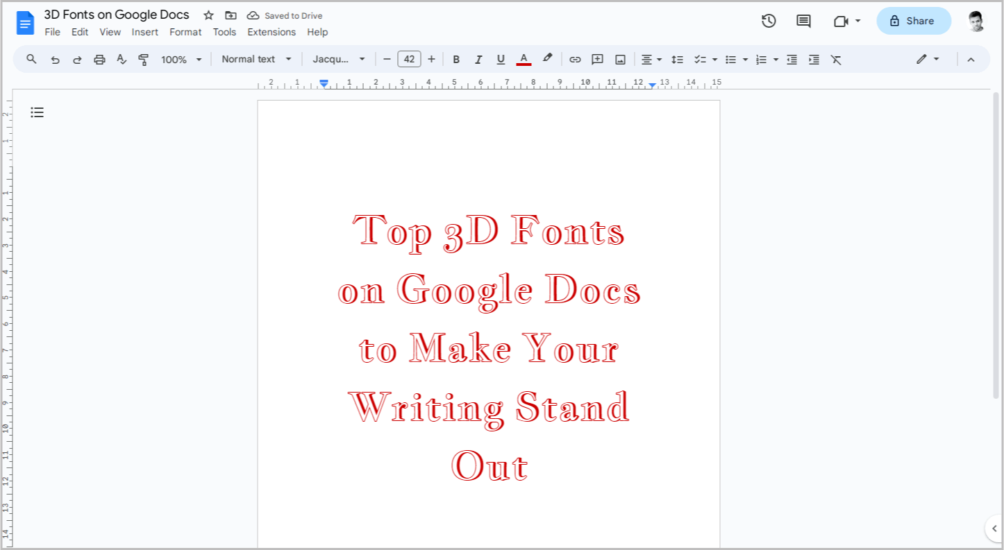 3D Fonts on Google Docs