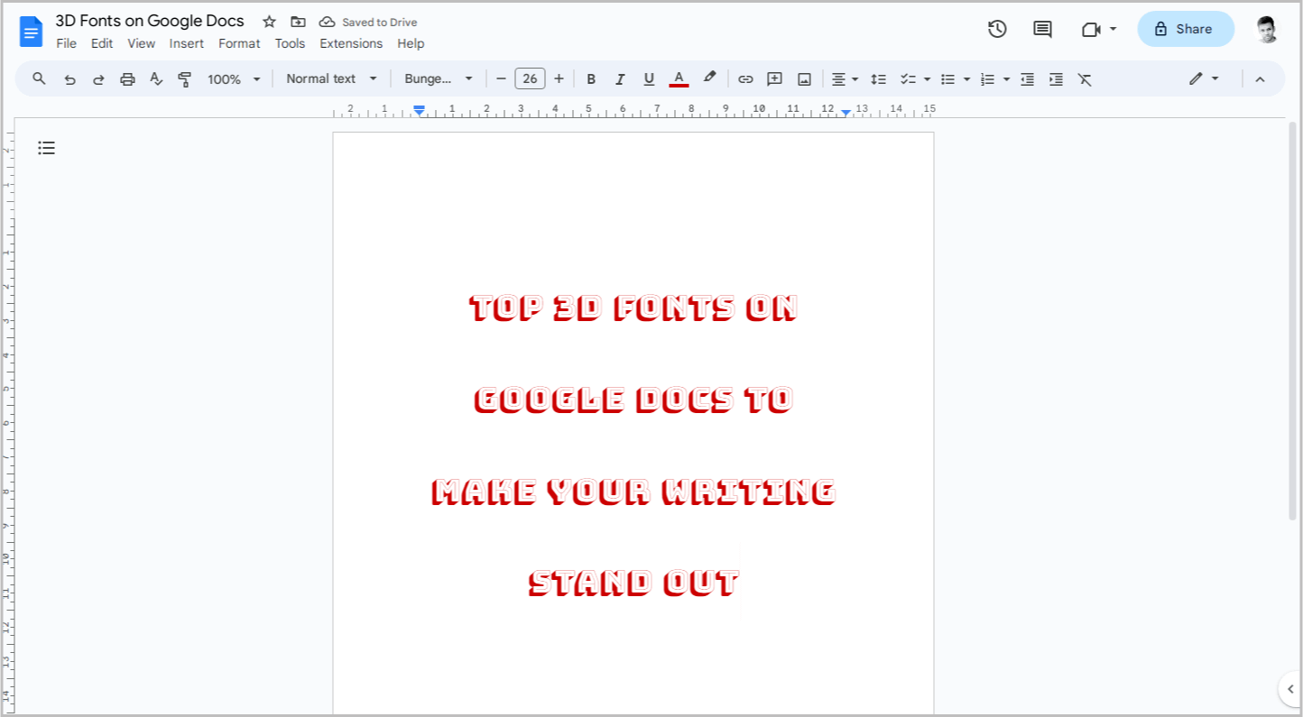 3D Fonts on Google Docs