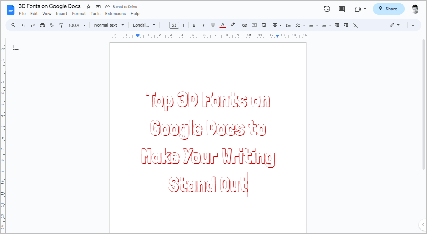 3D Fonts on Google Docs