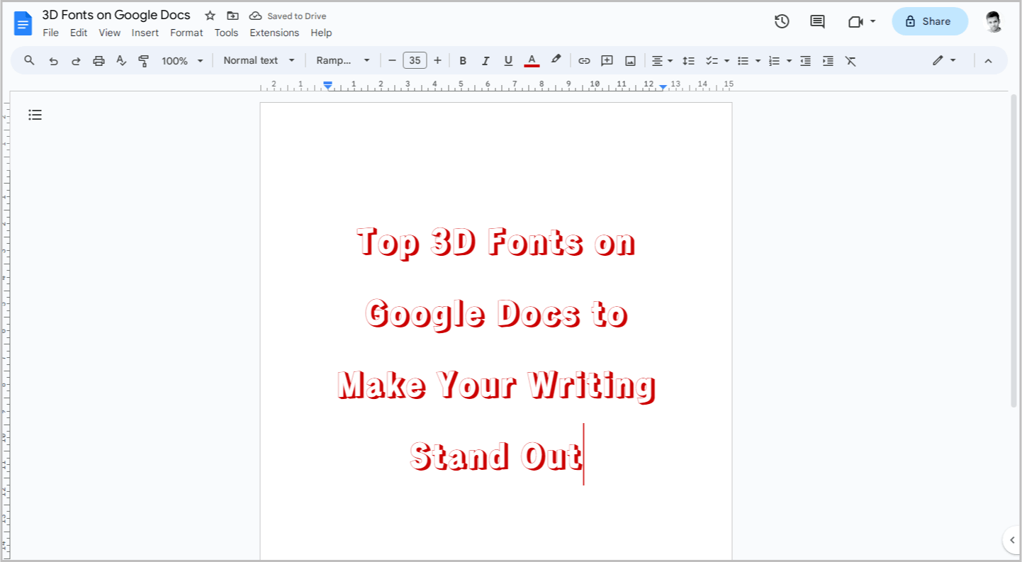 3D Fonts on Google Docs