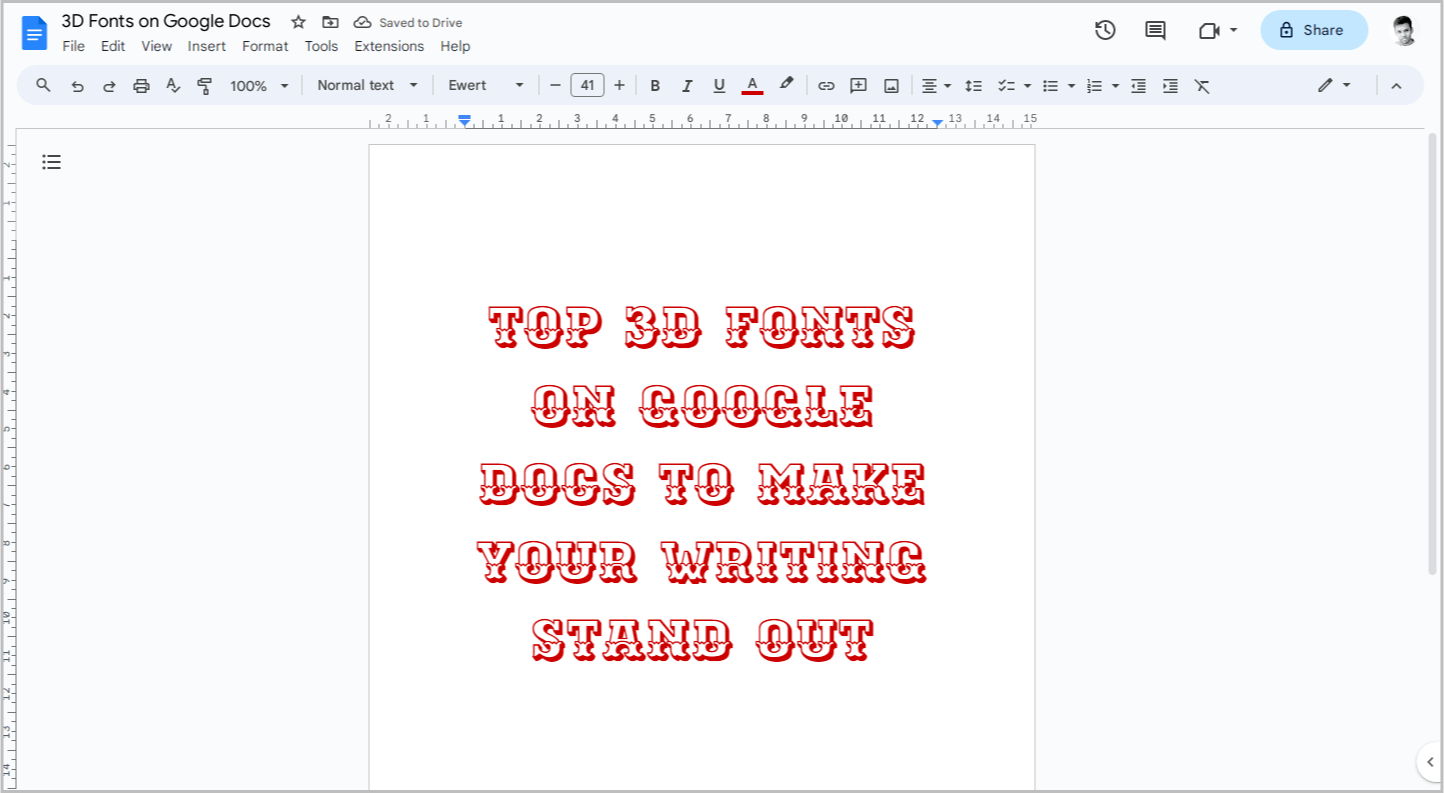 3D Fonts on Google Docs