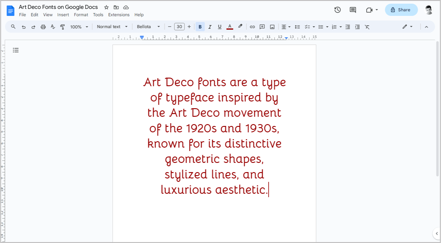 Art Deco Fonts on Google Docs