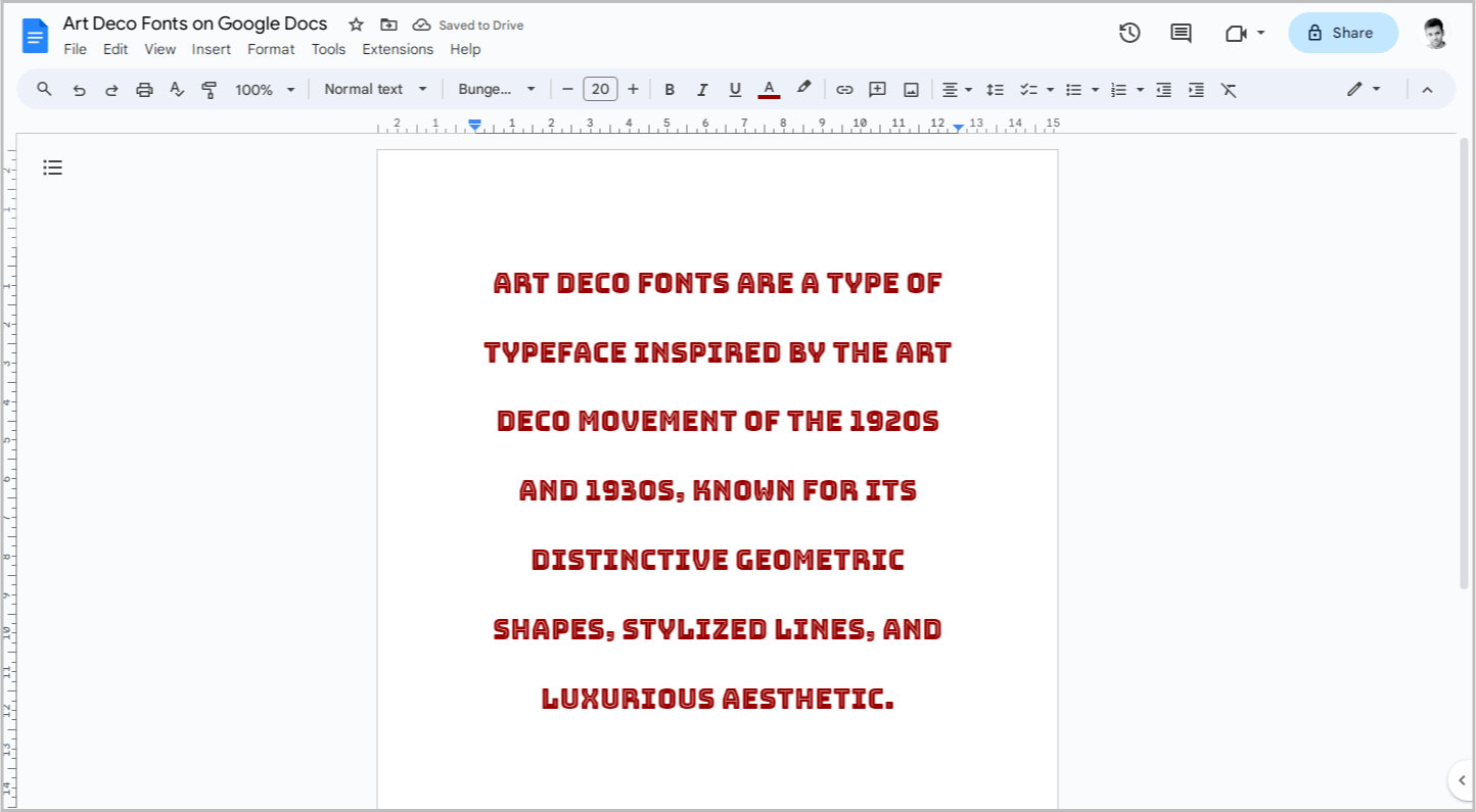 Art Deco Fonts on Google Docs