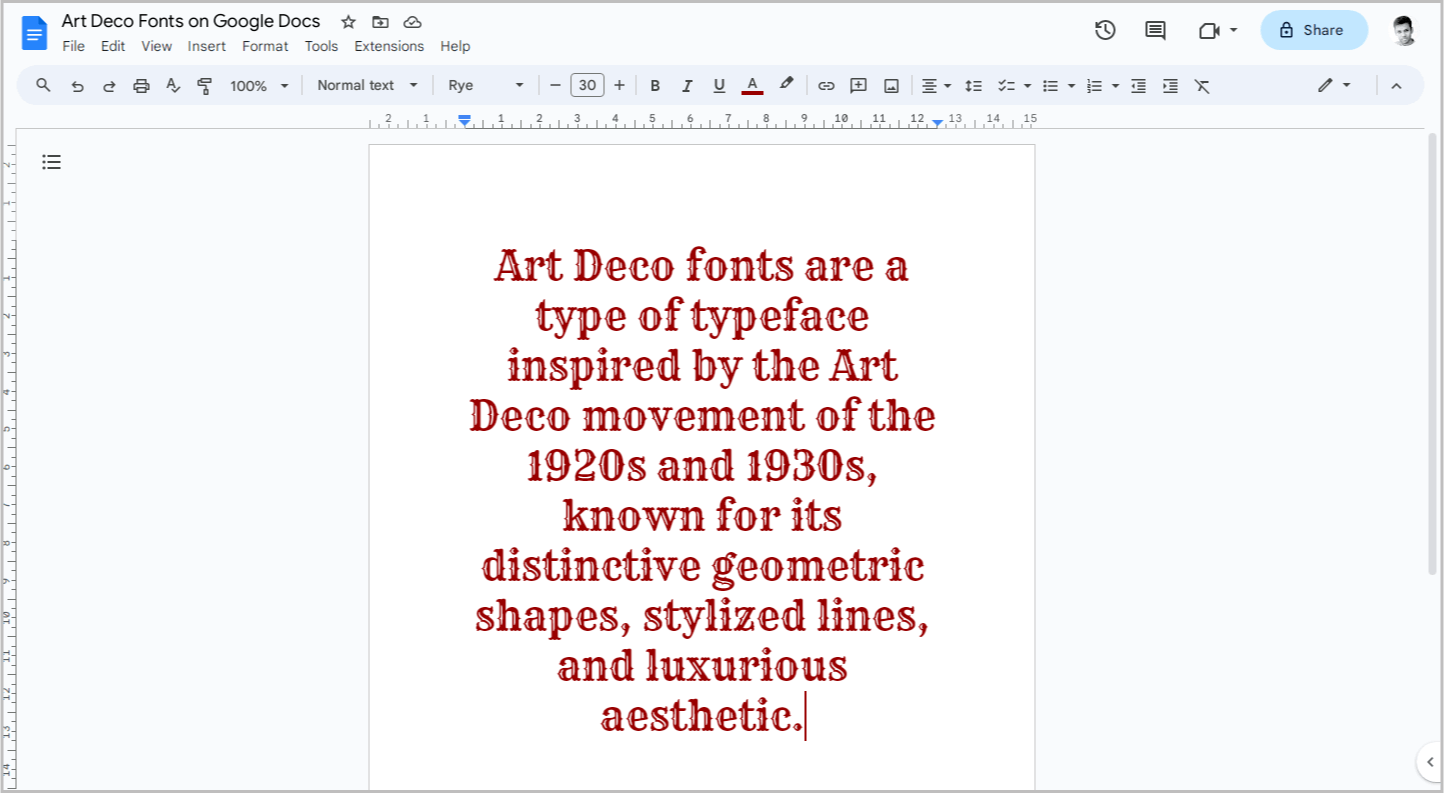 Art Deco Fonts on Google Docs