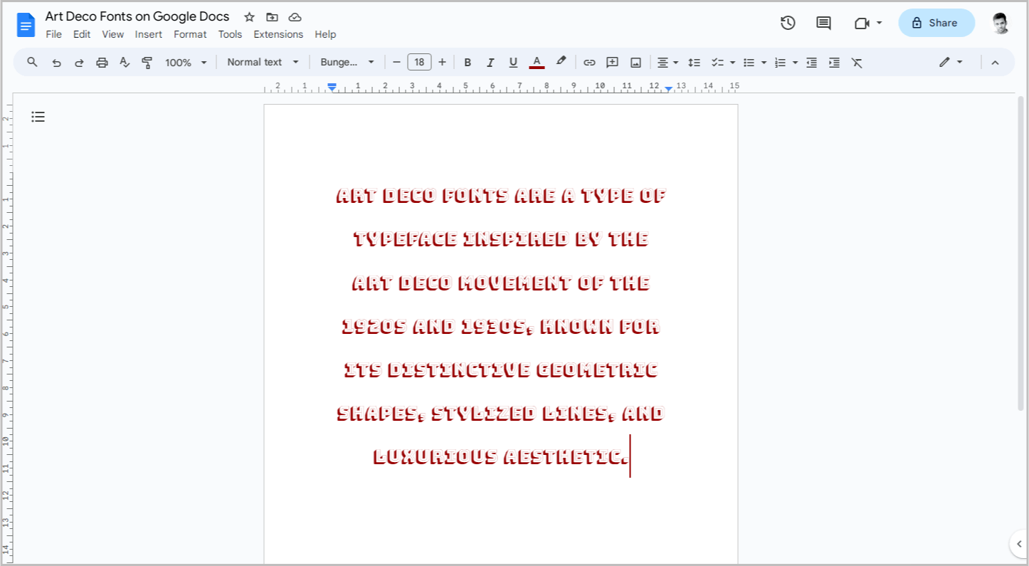 Art Deco Fonts on Google Docs