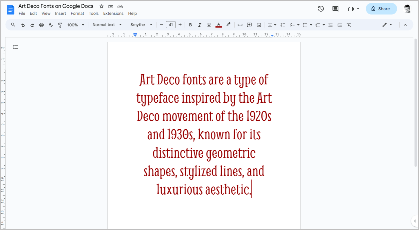 Art Deco Fonts on Google Docs