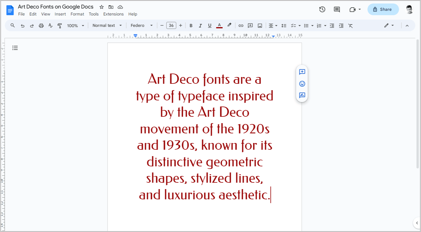 Art Deco Fonts on Google Docs