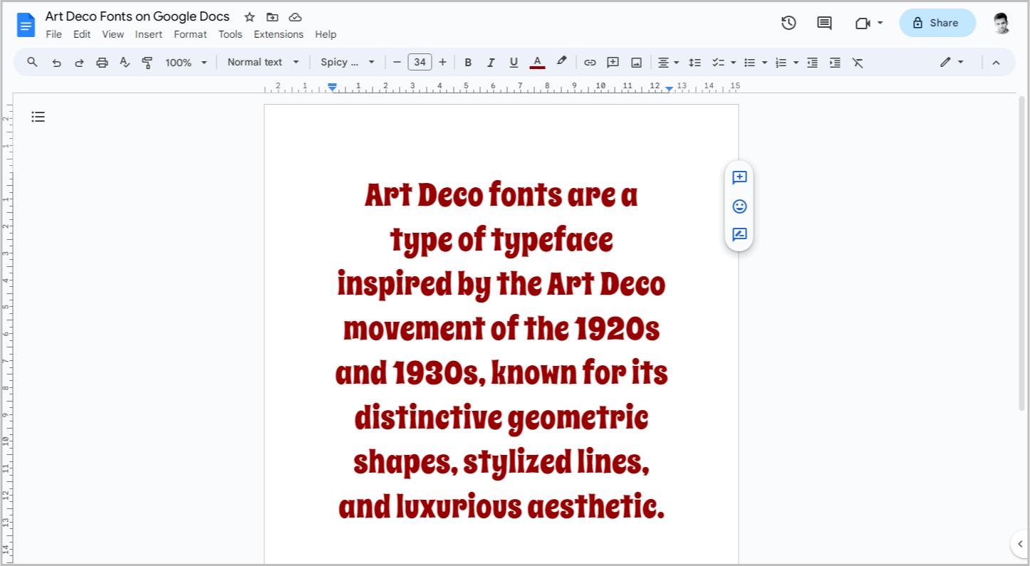 Art Deco Fonts on Google Docs