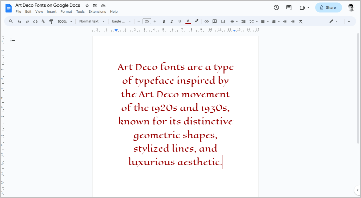 Art Deco Fonts on Google Docs