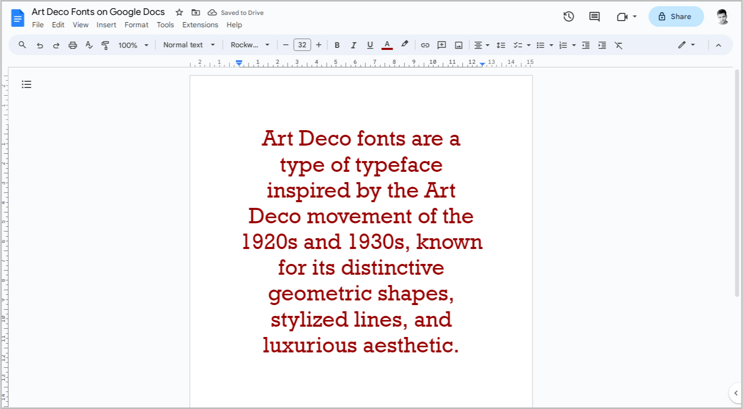 Art Deco Fonts on Google Docs