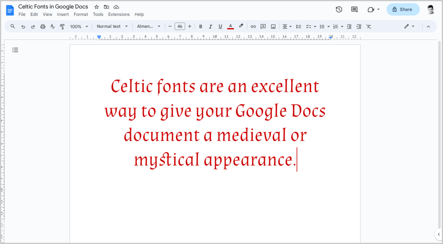 Celtic Fonts on Google Docs