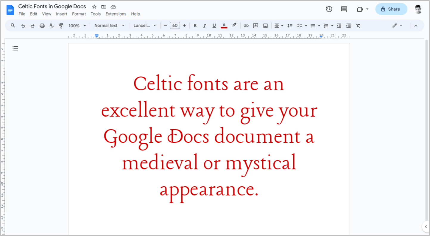 Celtic Fonts on Google Docs