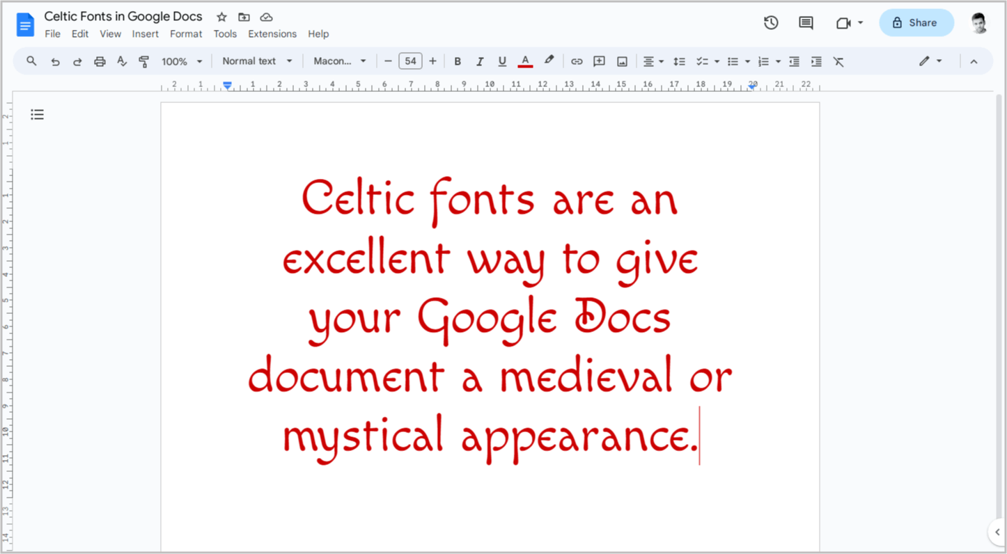 Celtic Fonts on Google Docs