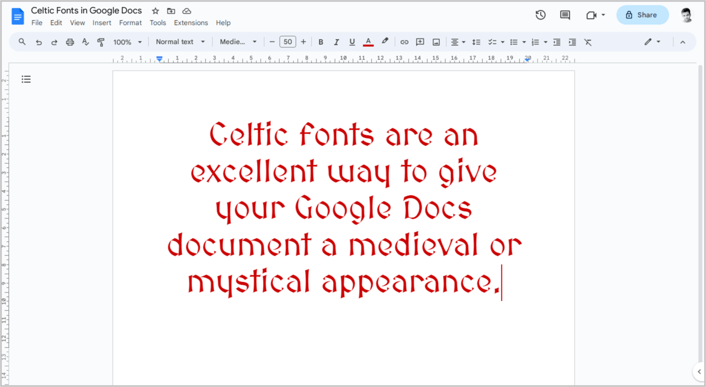 Celtic Fonts on Google Docs