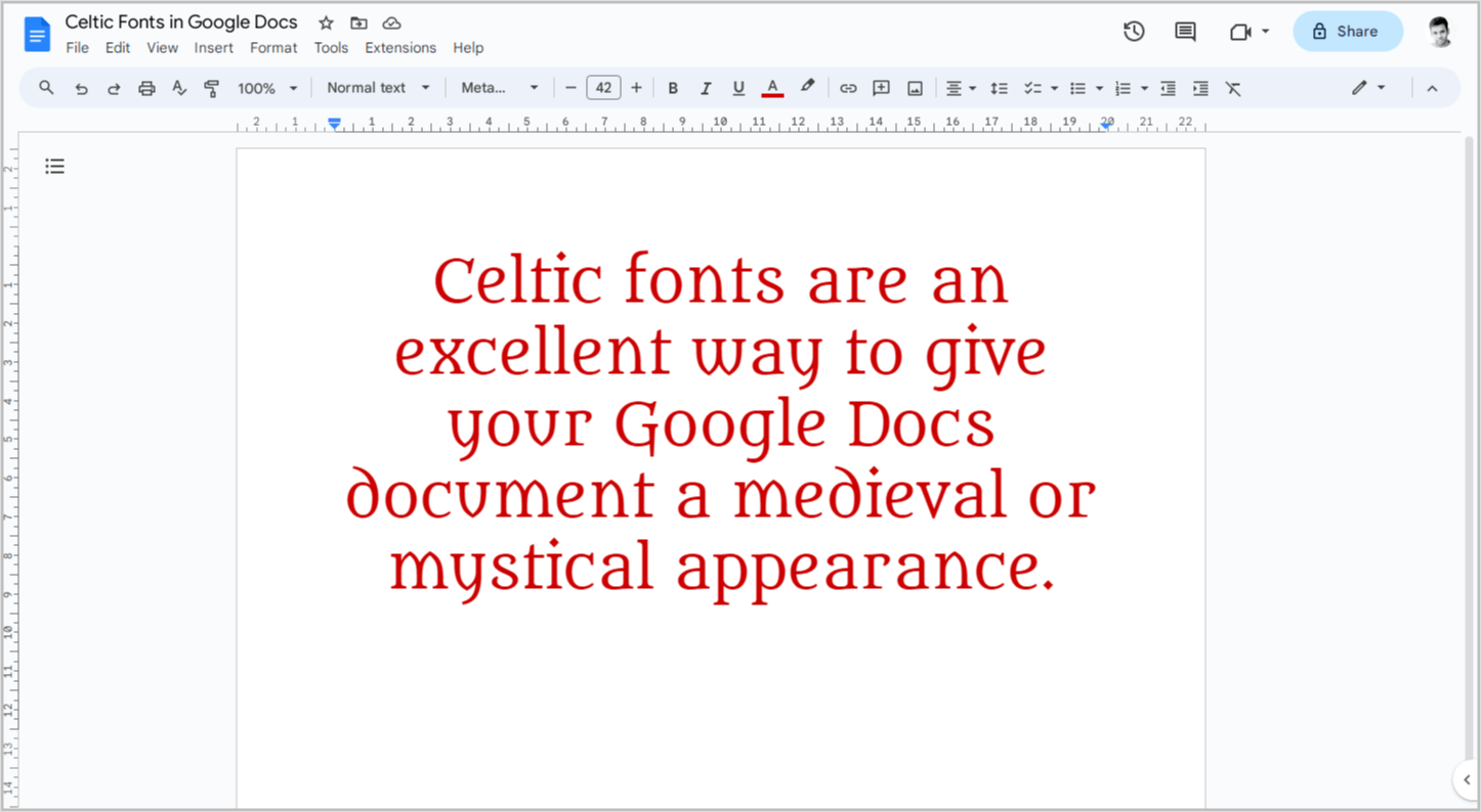 Celtic Fonts on Google Docs