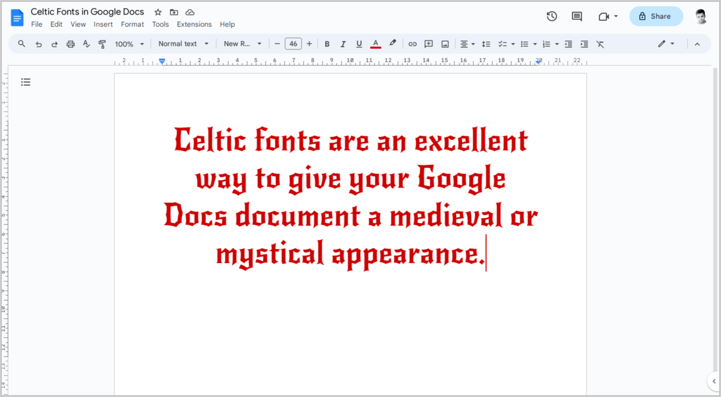 Celtic Fonts on Google Docs