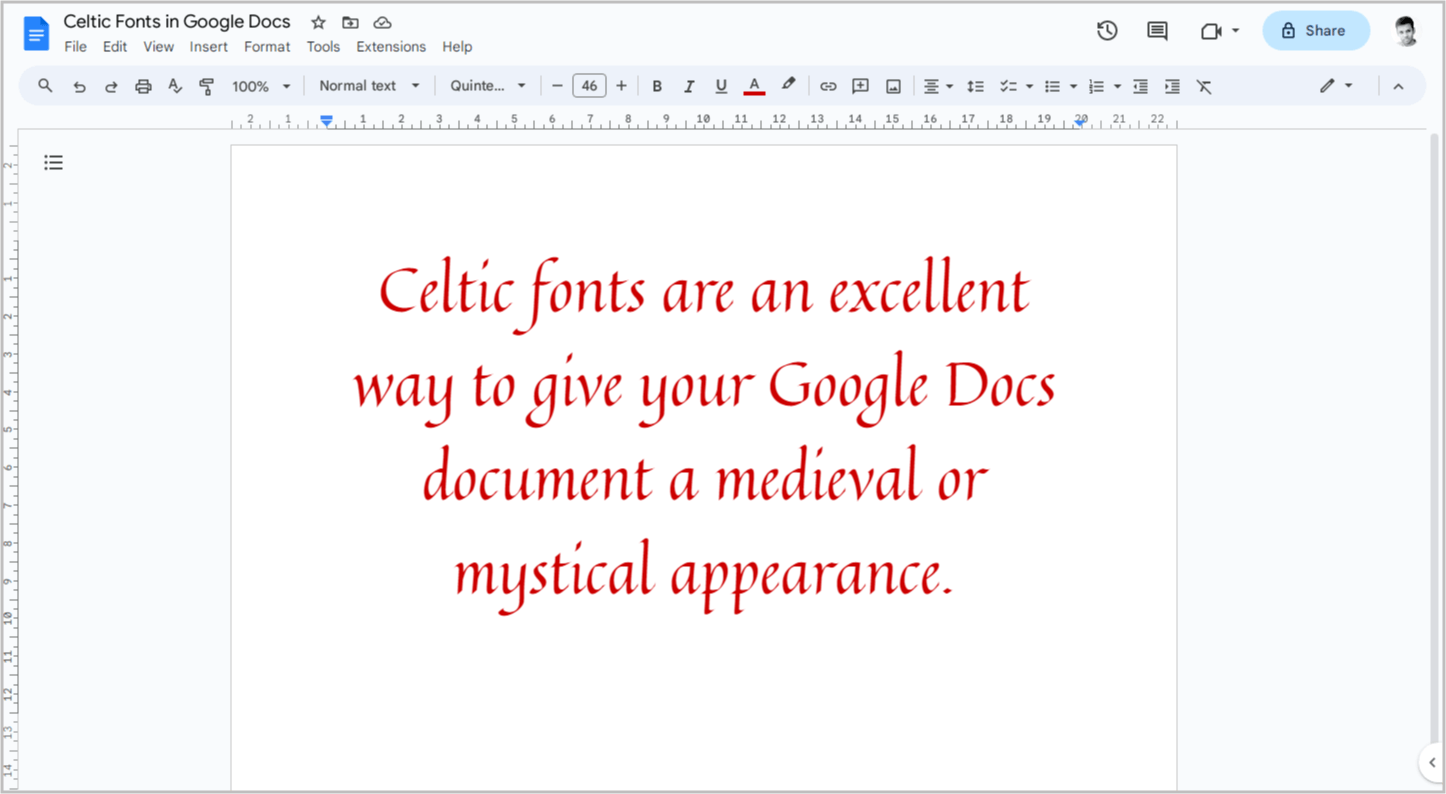 Celtic Fonts on Google Docs