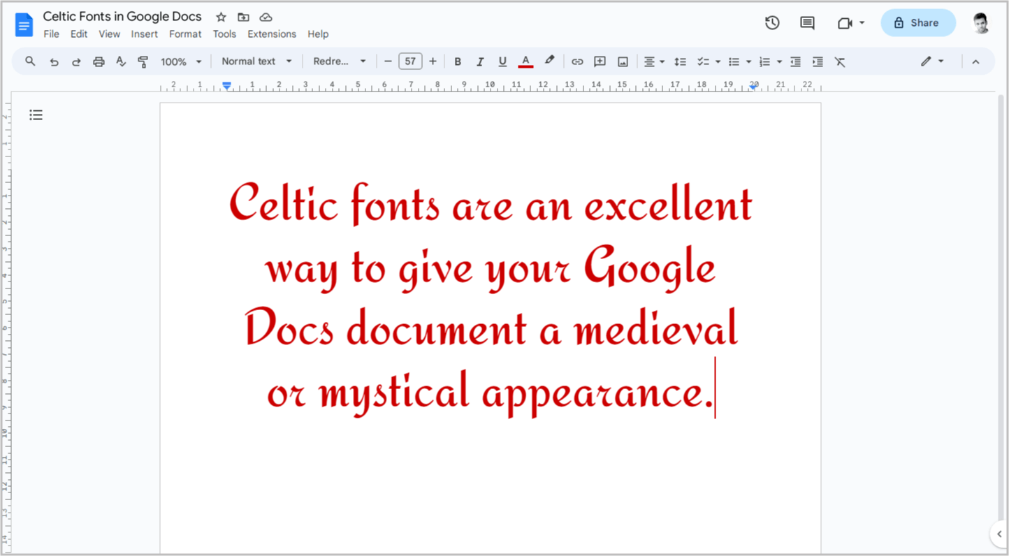 Celtic Fonts on Google Docs