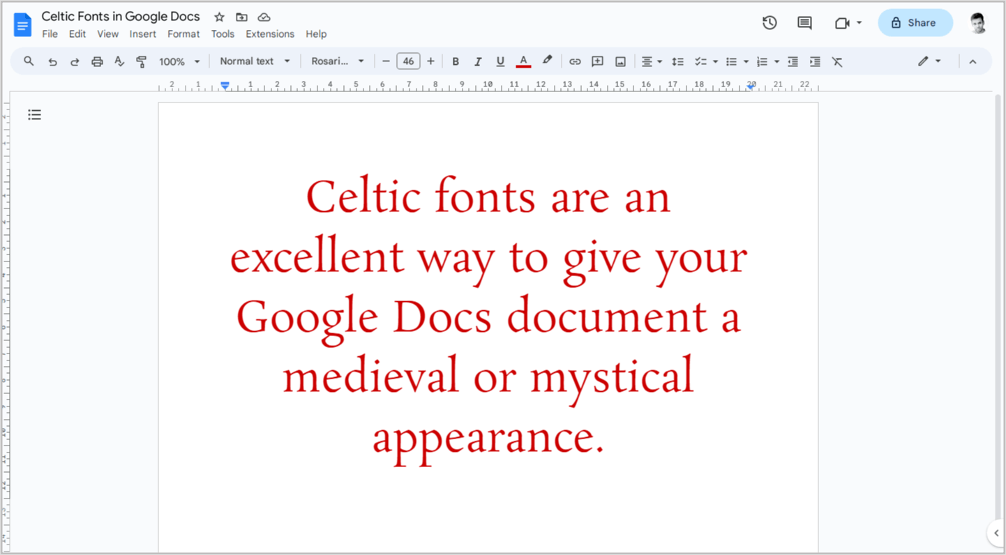 Celtic Fonts on Google Docs