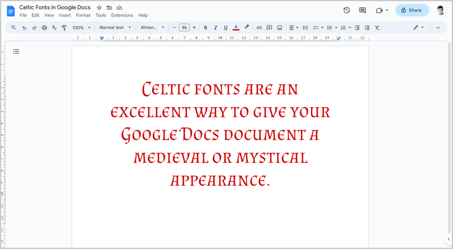 Celtic Fonts on Google Docs