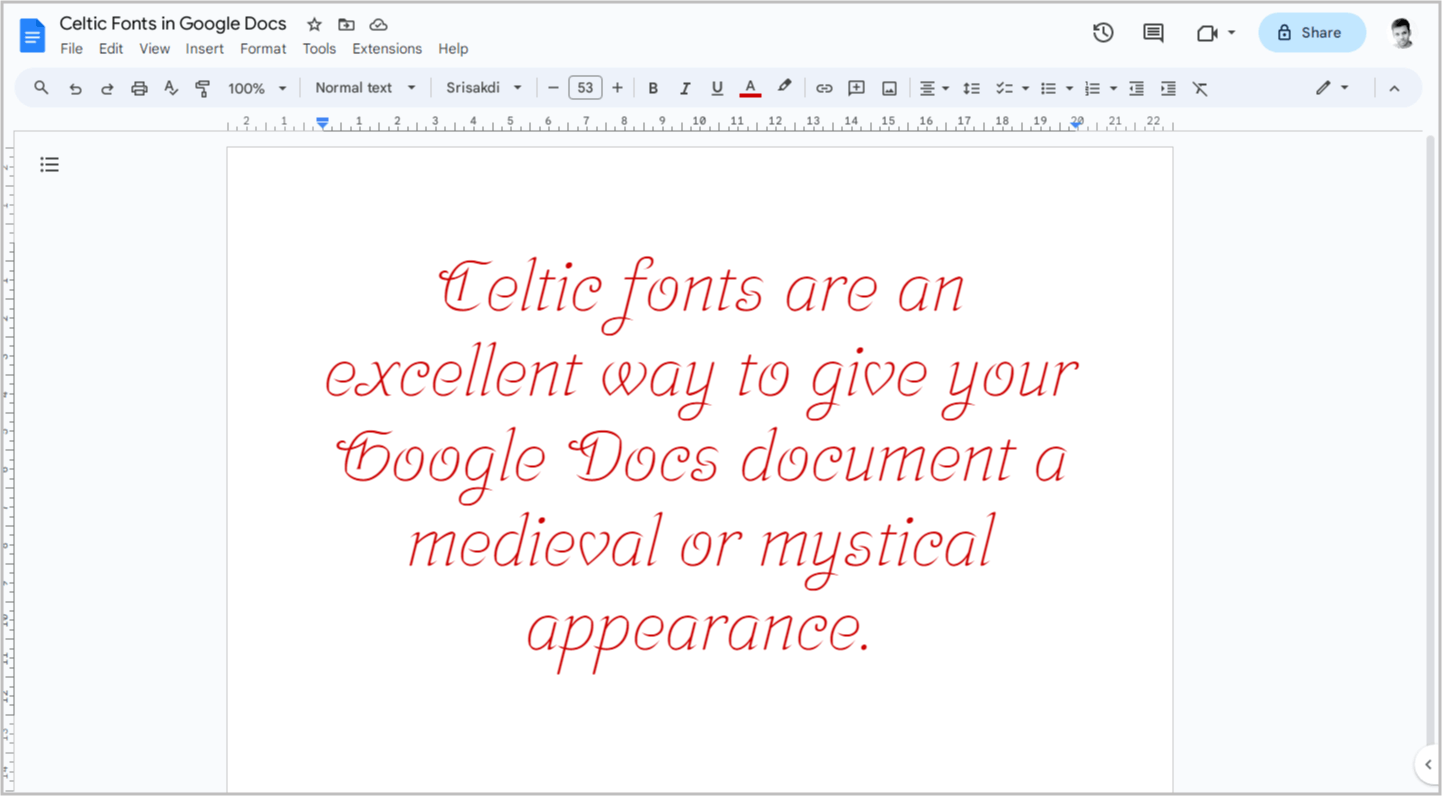 Celtic Fonts on Google Docs