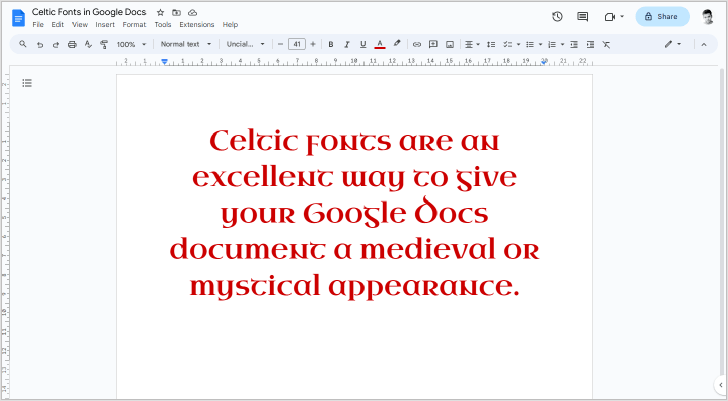 Celtic Fonts on Google Docs