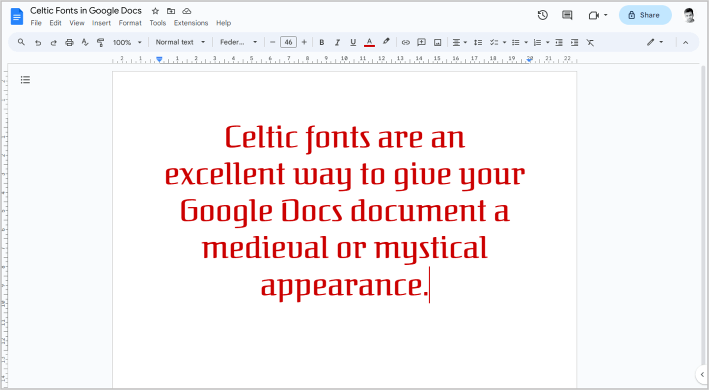 Celtic Fonts on Google Docs