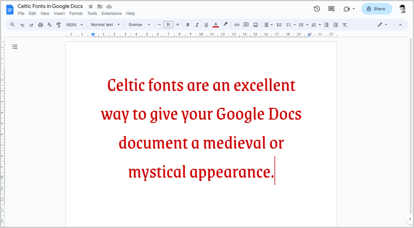 Celtic Fonts on Google Docs