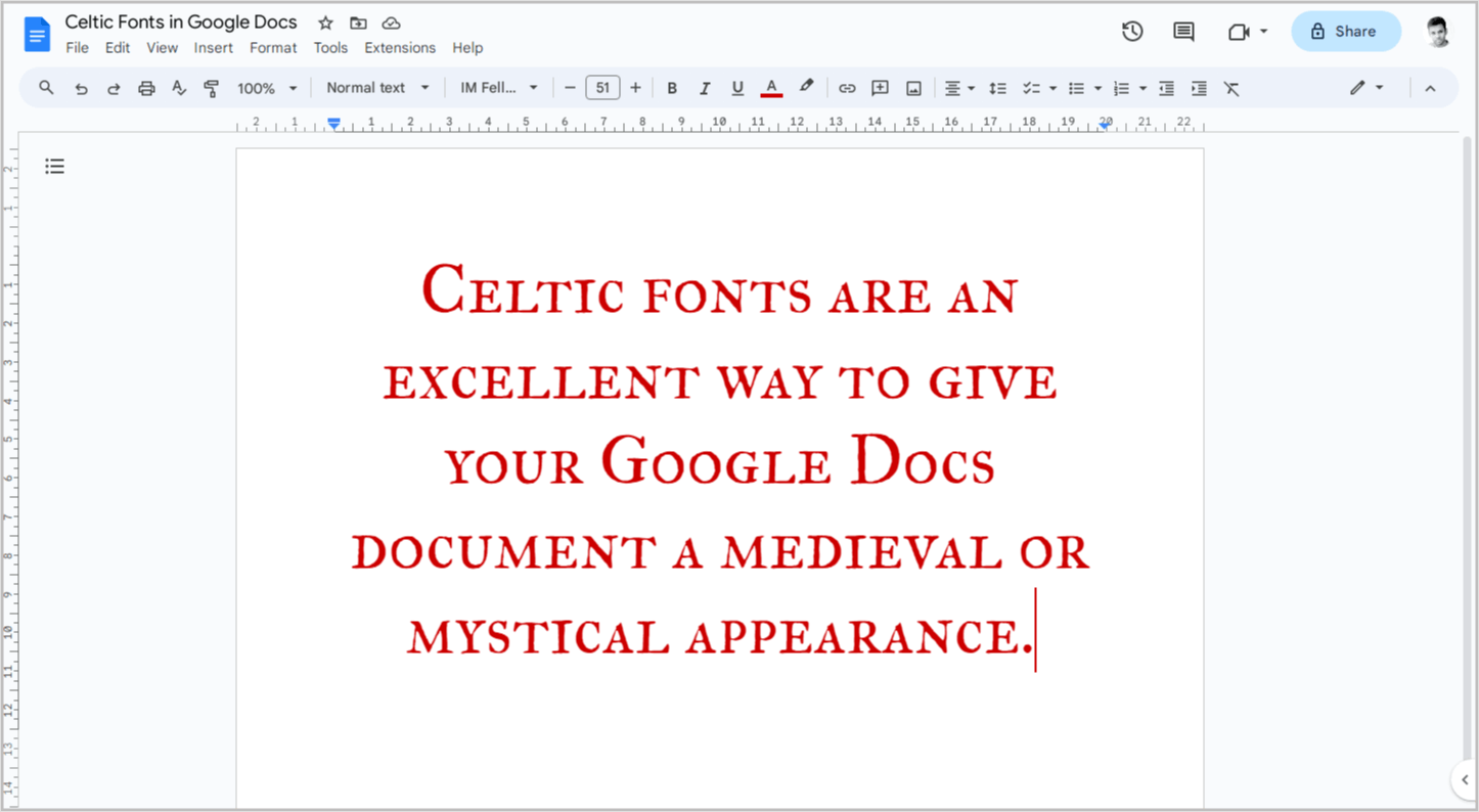 Celtic Fonts on Google Docs