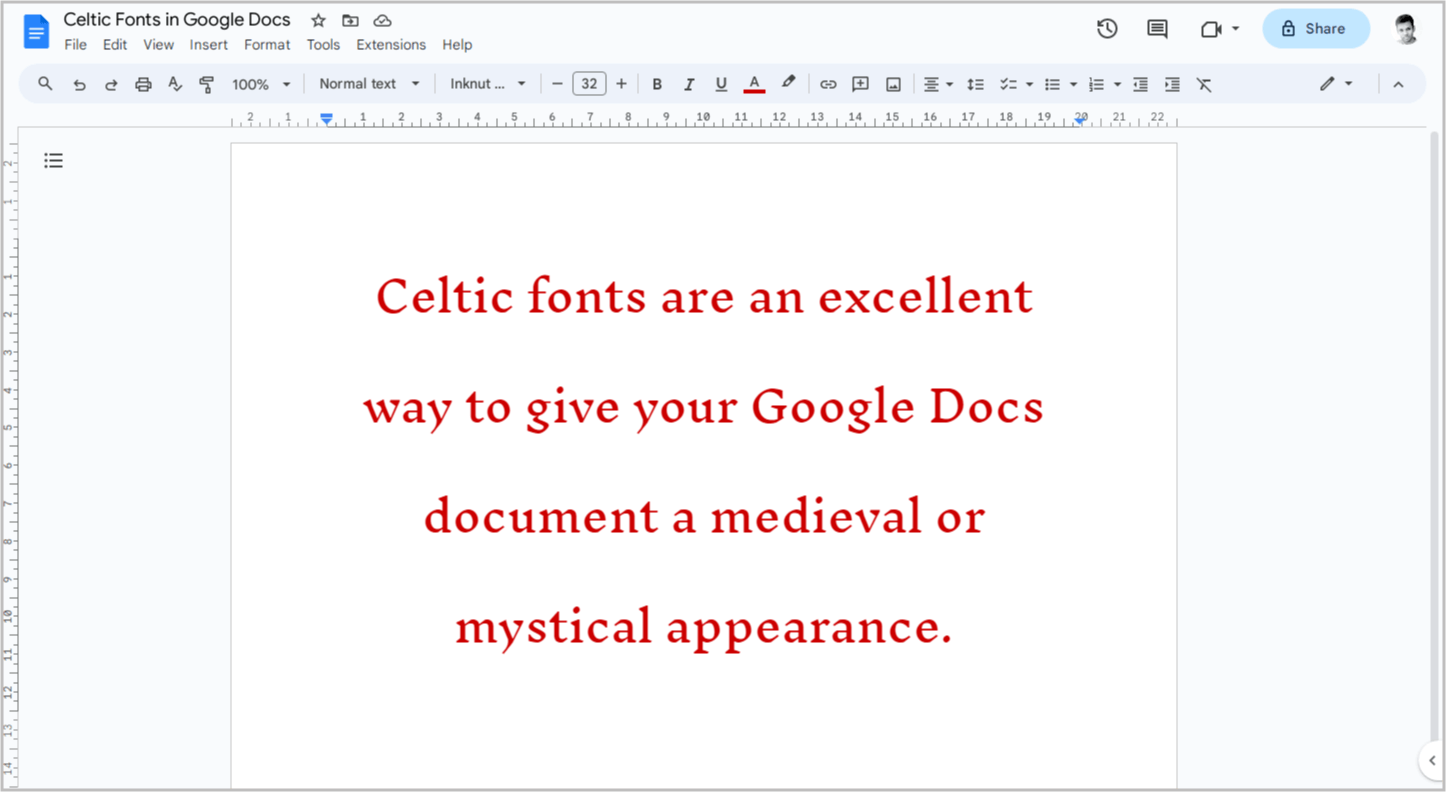 Celtic Fonts on Google Docs