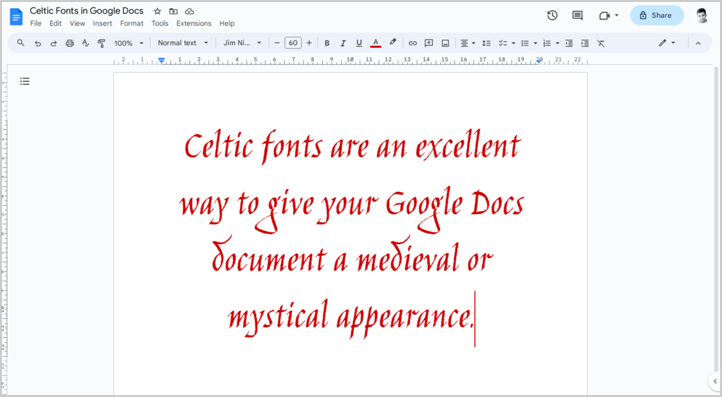 Celtic Fonts on Google Docs