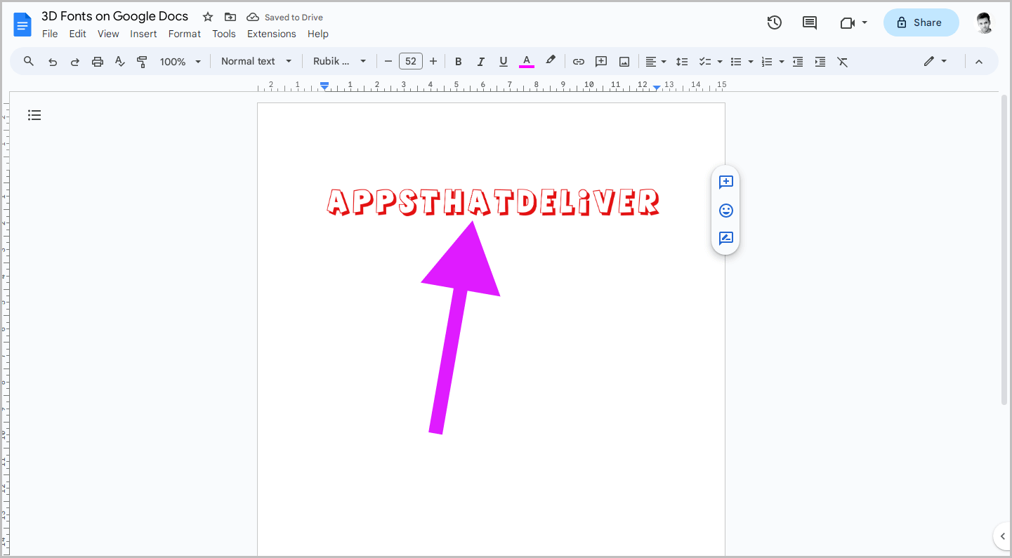 How to Add More 3D Text to Your Google Docs Document