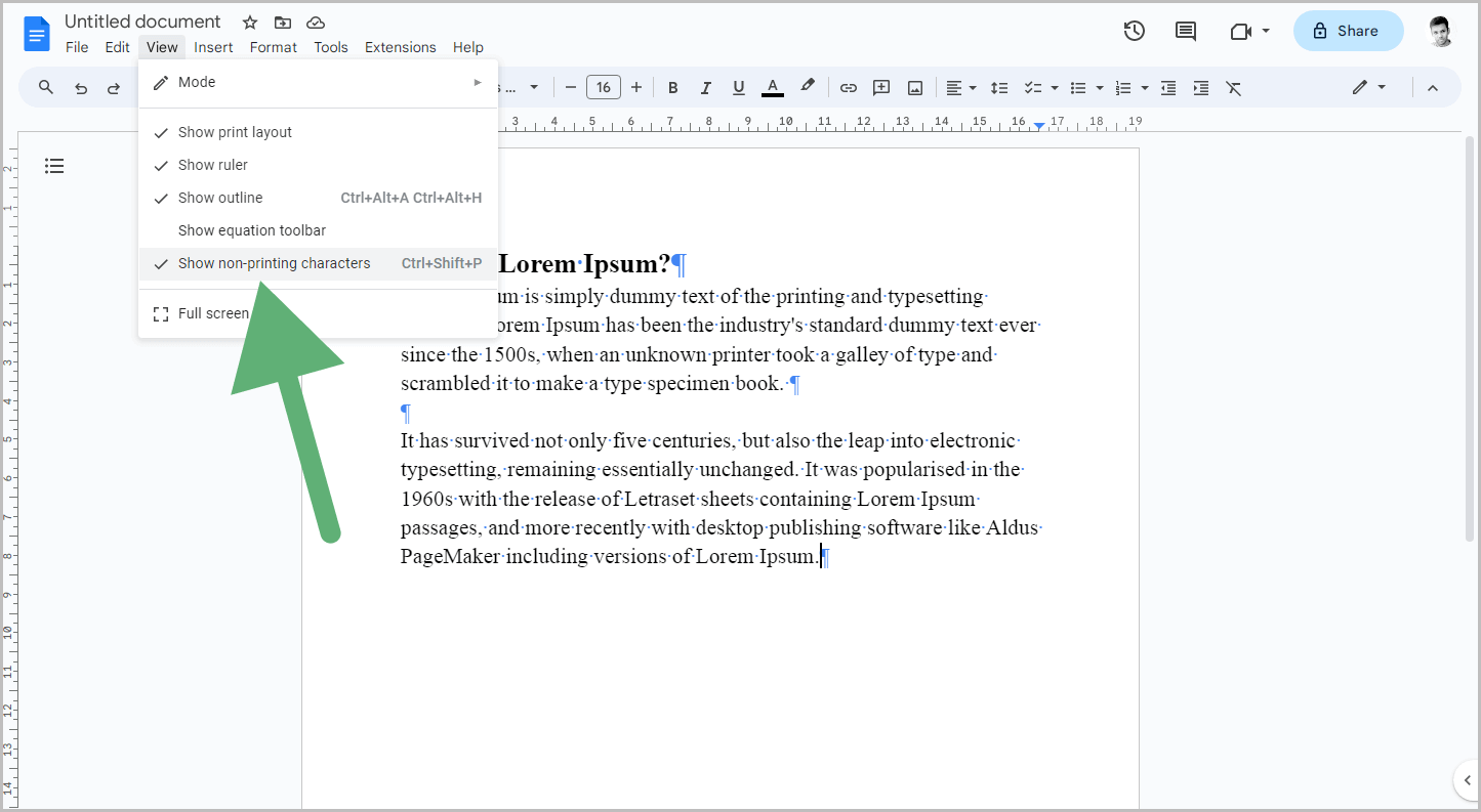 How to Remove Paragraph Symbols in Google Docs