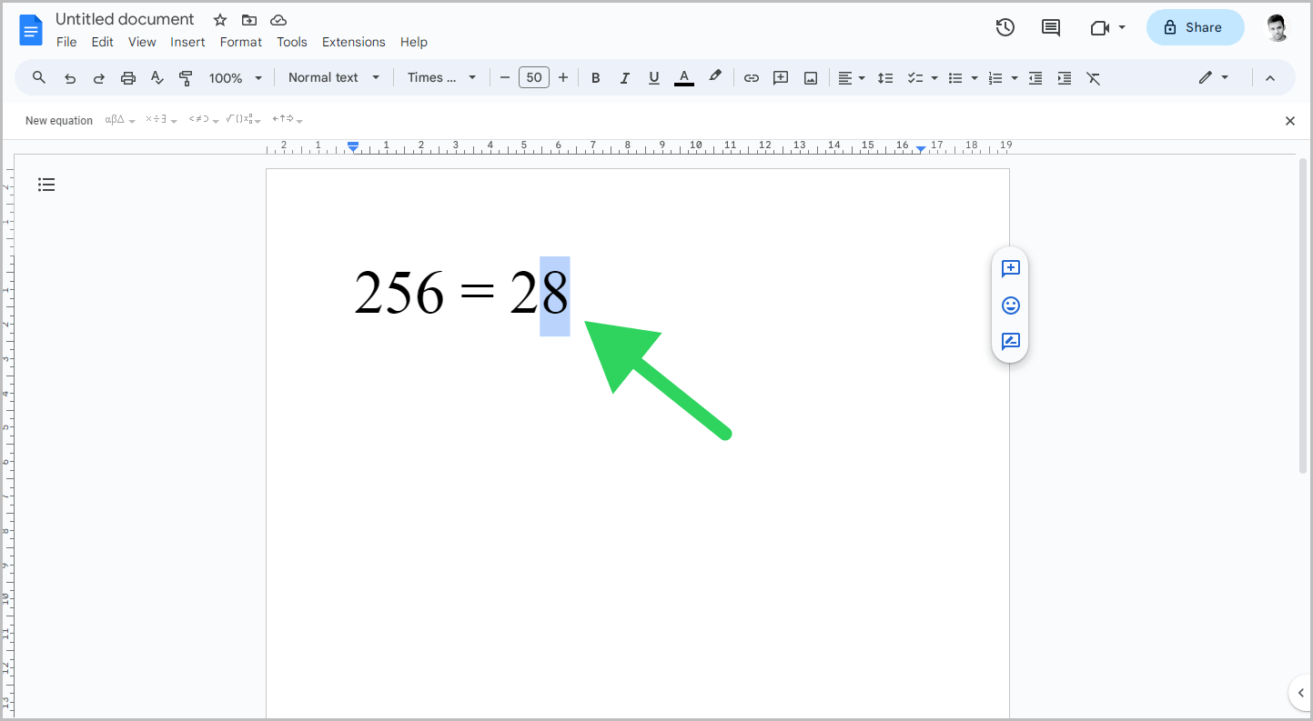 How to Write Exponents in Google Docs