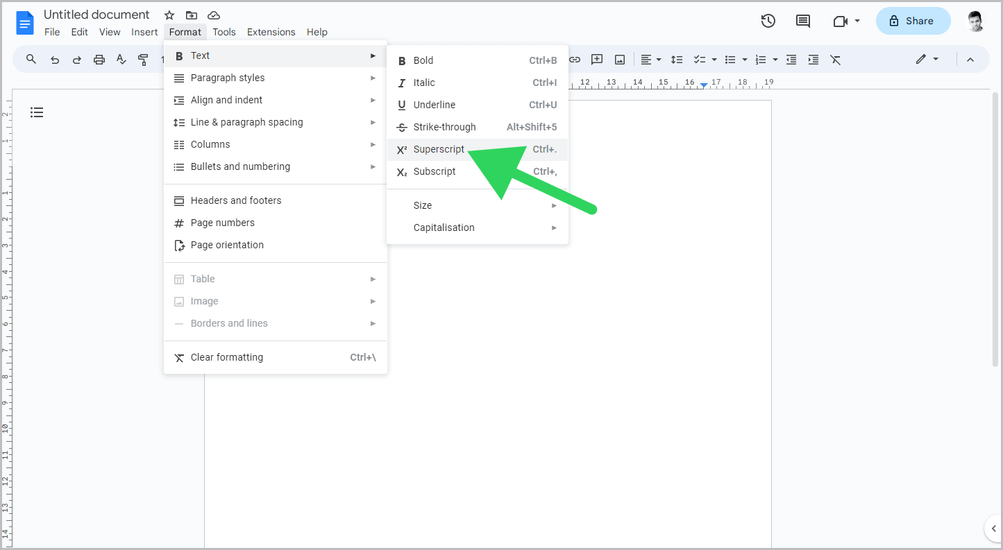 How to Write Exponents in Google Docs