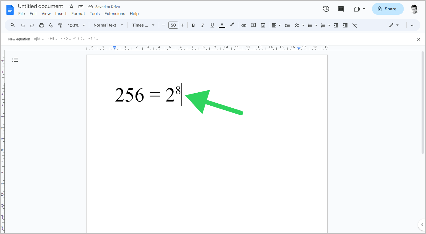 How to Write Exponents in Google Docs