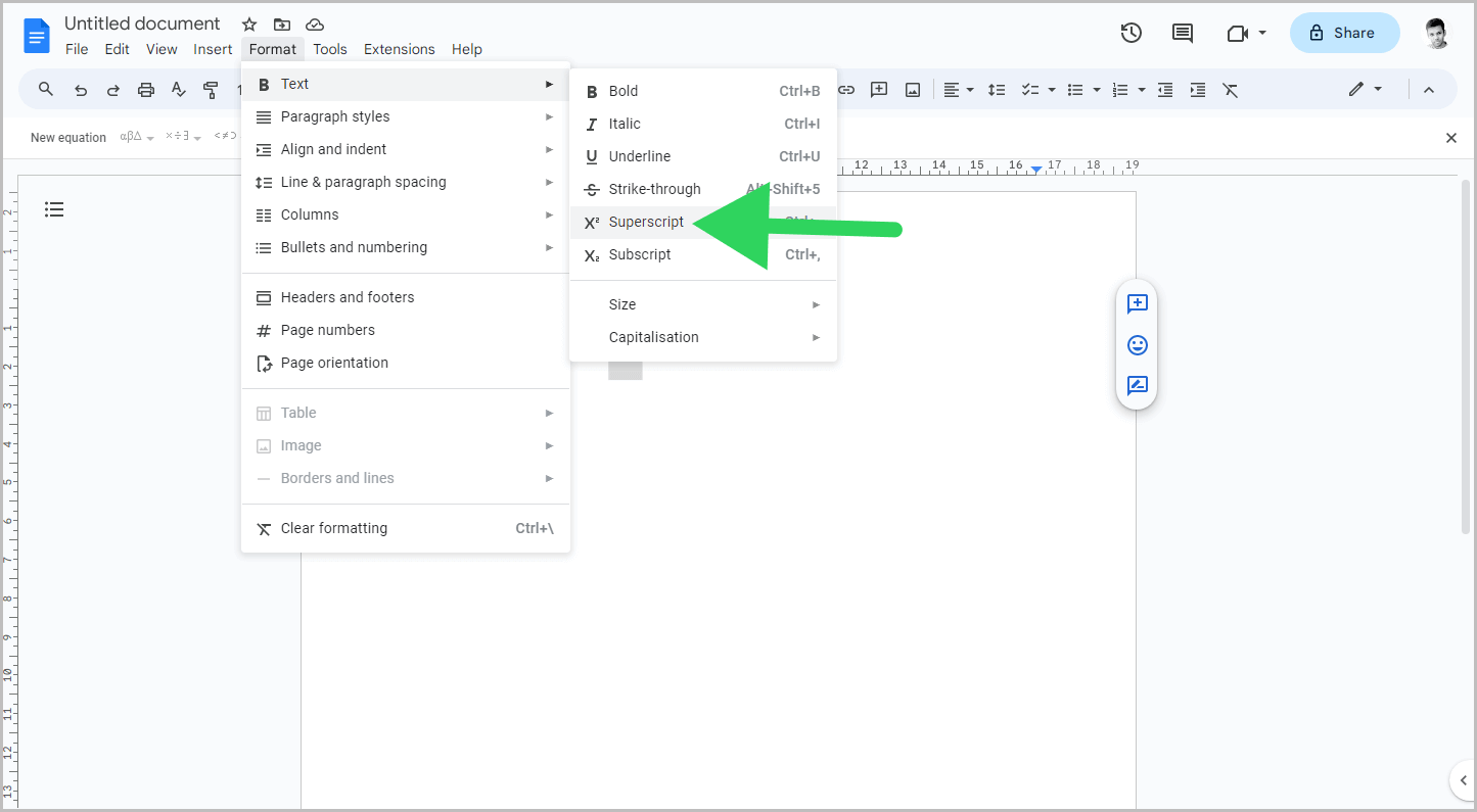 How to Write Exponents in Google Docs