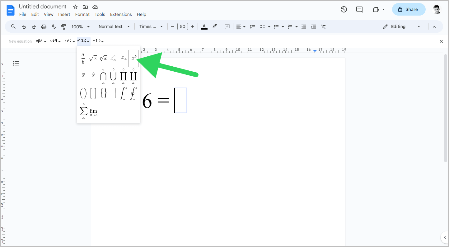 How to Write Exponents in Google Docs