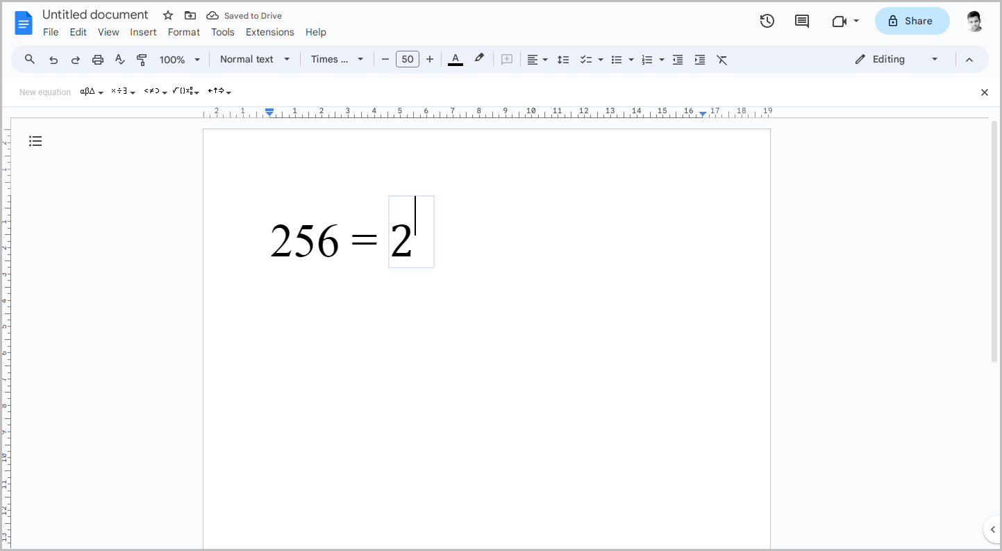 How to Write Exponents in Google Docs