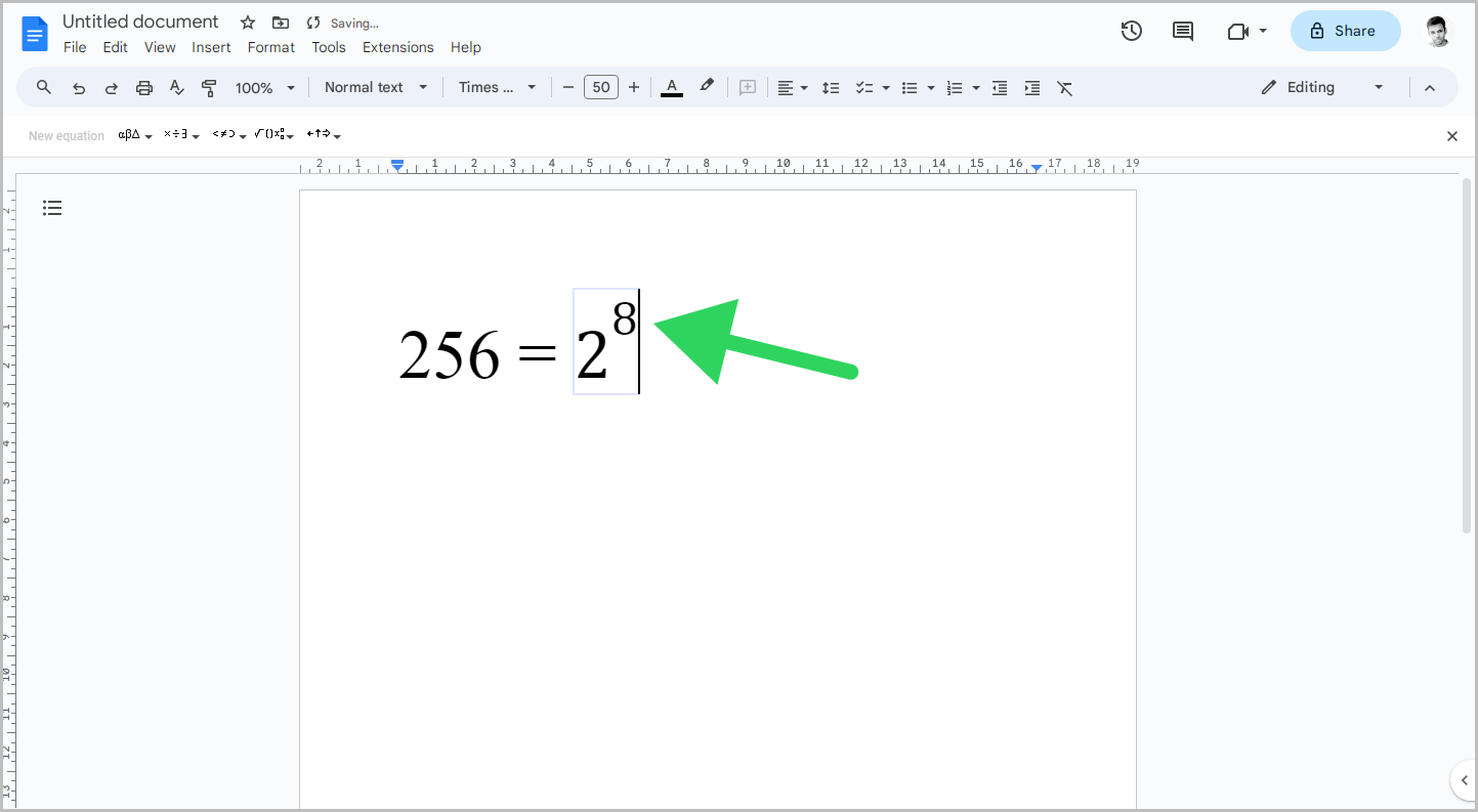 How to Write Exponents in Google Docs