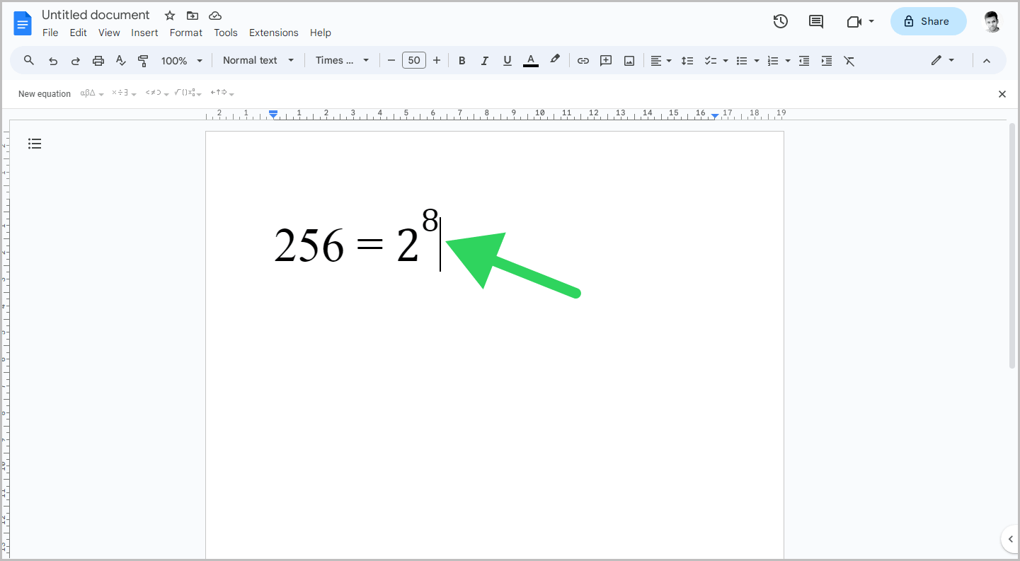 How to Write Exponents in Google Docs