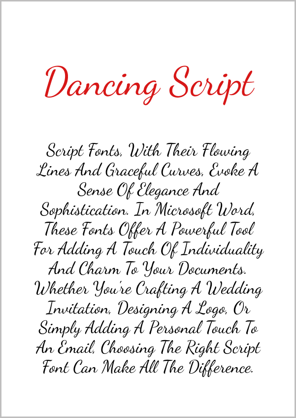 Microsoft Word Script Fonts