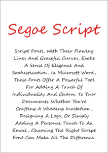 microsoft word script fonts