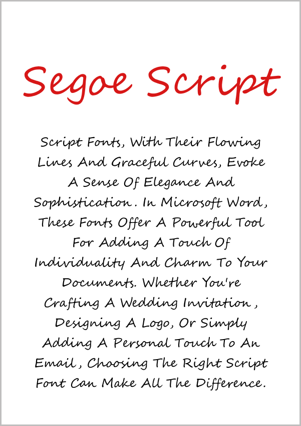 Microsoft Word Script Fonts