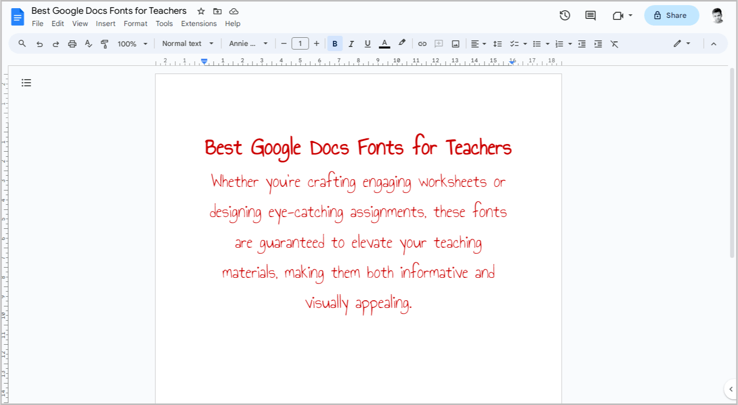 Best Google Docs Fonts for Teachers